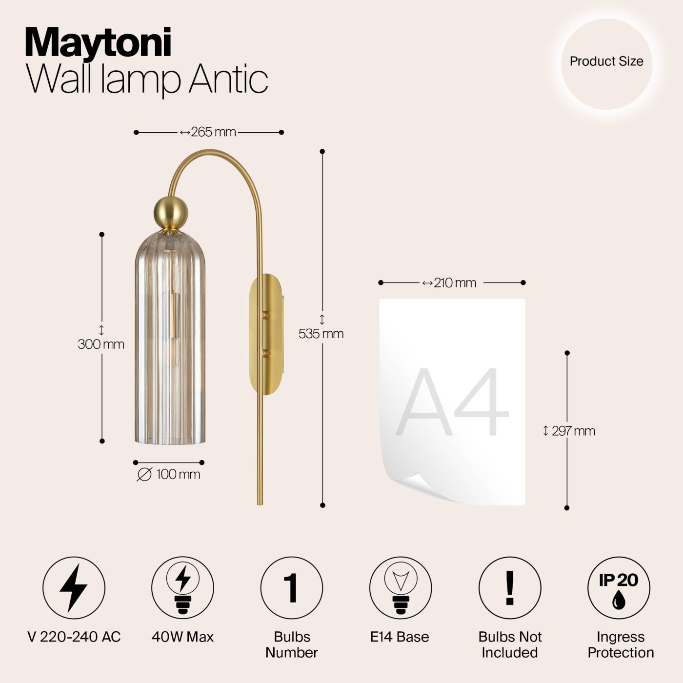 MOD302WL-01CG Настенное бра Maytoni Antic MOD302WL-01CG