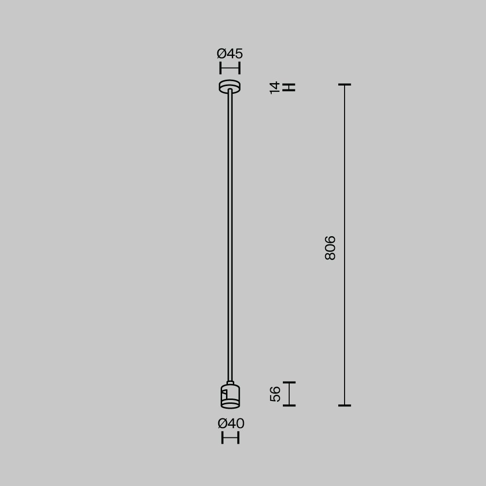 Крепление потолочное Long 760мм с прямым коннектором питания Flarity Maytoni Accessories for tracks Flarity TRA159C-IPCL1-BS