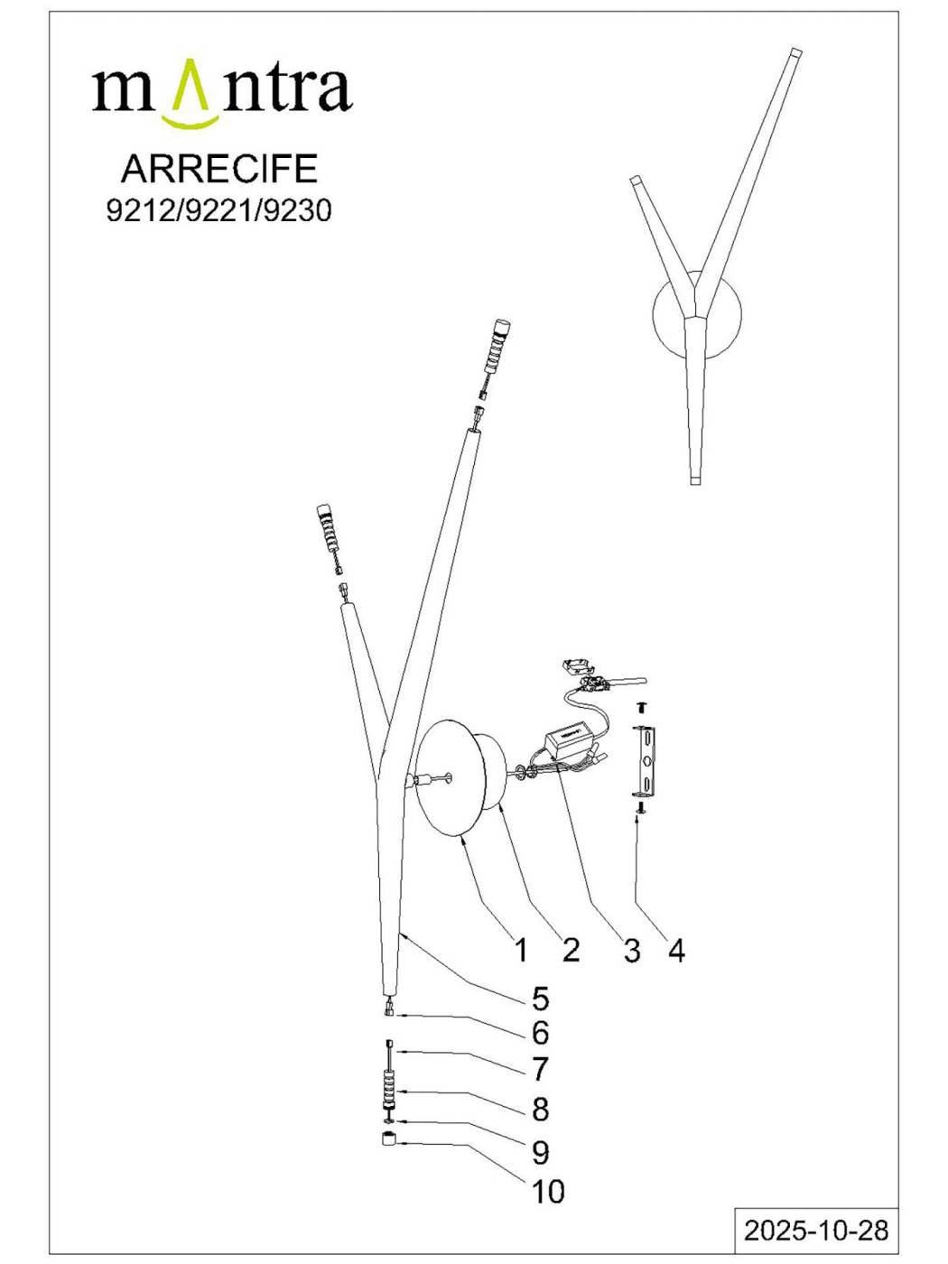 Бра настенное ARRECIFE Mantra 9230
