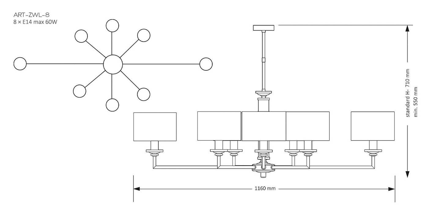ART-ZWL-8(Z) Люстра на штанге Kutek Artu ART-ZWL-8(Z)