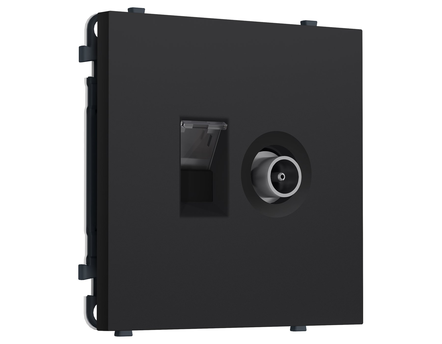 MS992510 MS992510 Комплект механизма розетки компьютерной + TV оконечной SIGMA Черный Мягкое касание RJ-45 CAT6/50-870MHz 1dB с/ш QUANT PRO (SP9925, PR195)