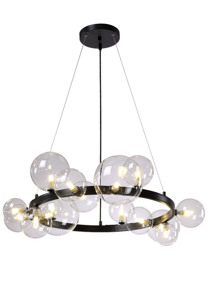 Подвесная люстра Crystal Lux Agata AGATA SP15 V2 BLACK/TRANSPARENTE