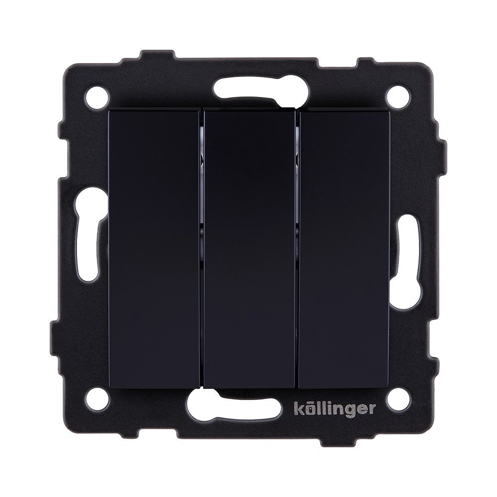 REA-R-012BK Выключатель 3-клавишный 10А/250В, изогнутый, черный Kollinger REA-R-012BK для Aspekt, Eleganz, Reflex