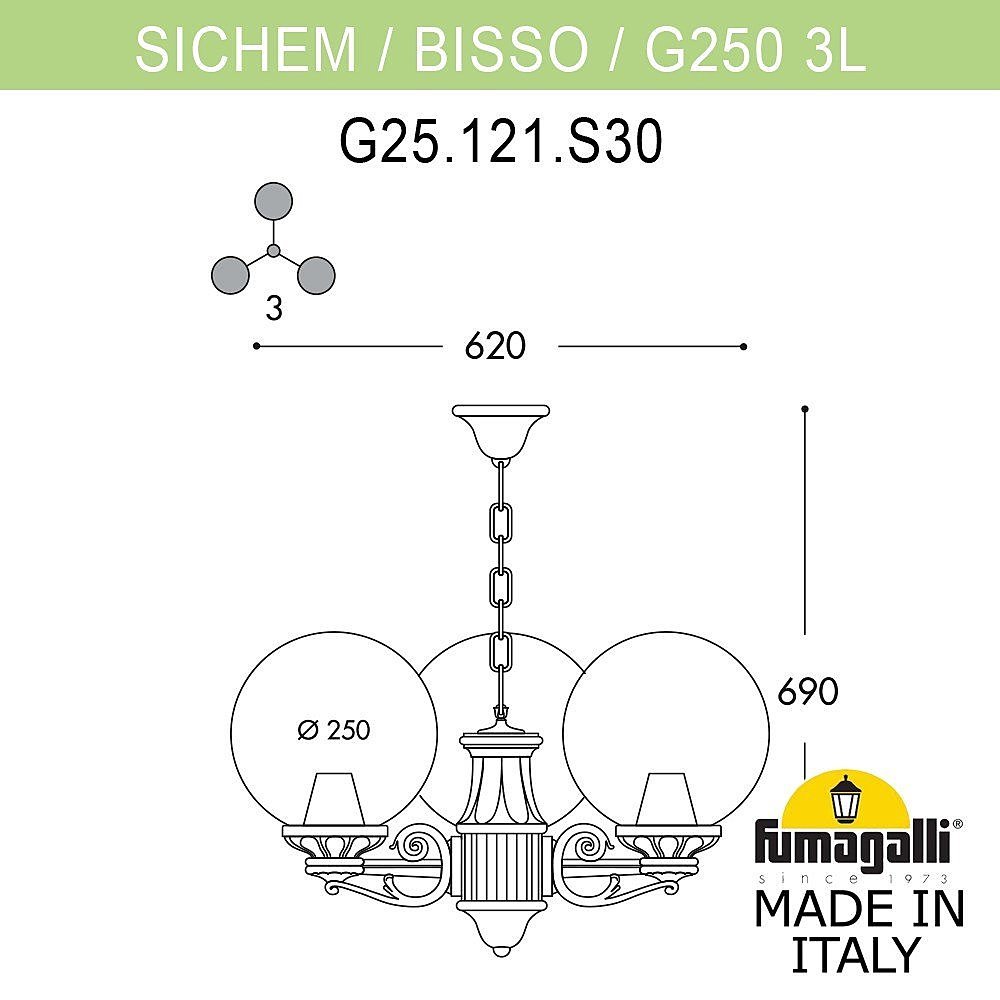 Уличный подвесной светильник Fumagalli Globe 250 G25.120.S30.AXF1R