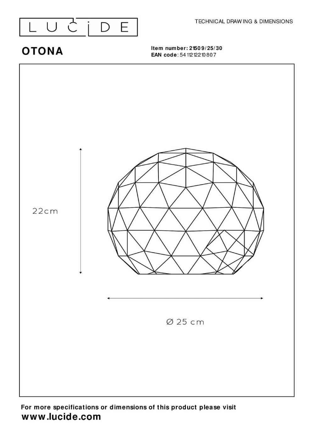 21509/25/30 Декоративная лампа Lucide Otona 21509/25/30