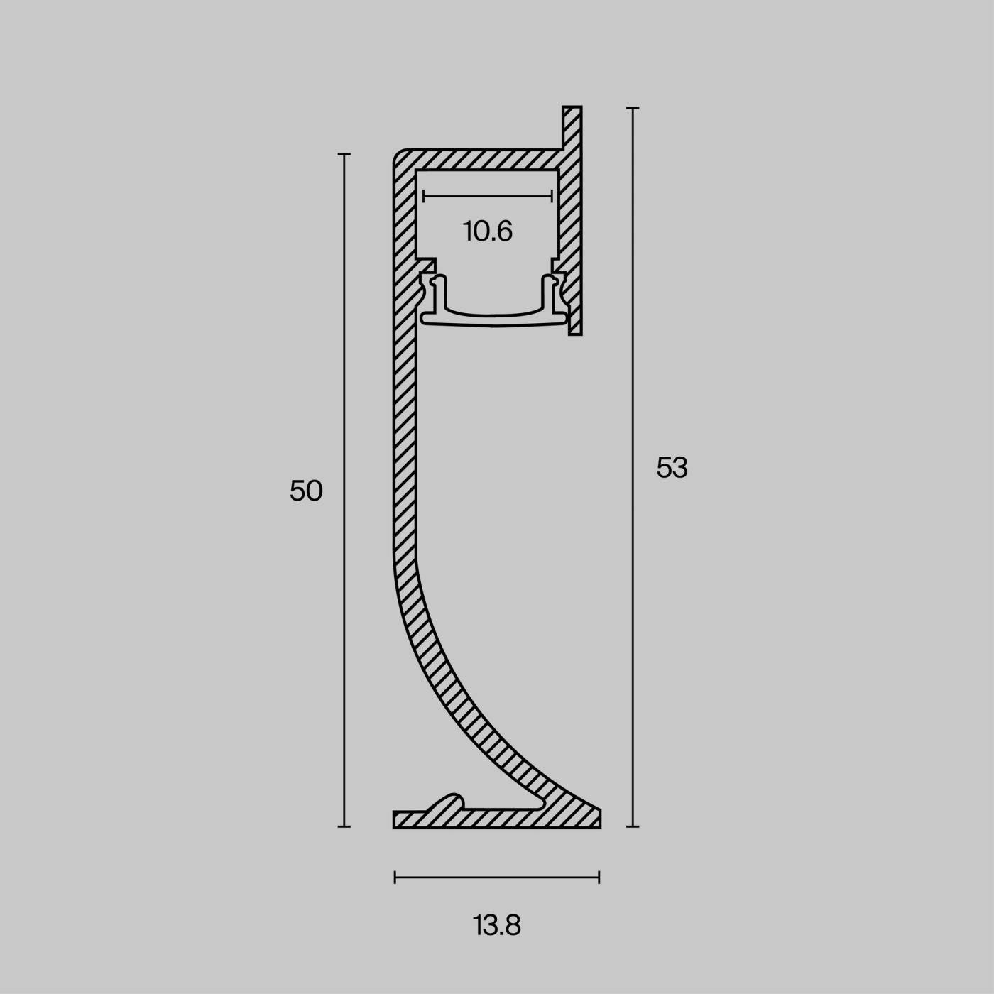 ALM-5314-S-2M Алюминиевый профиль плинтус с подсветкой 53x14 Maytoni Алюминиевый профиль ALM-5314-S-2M