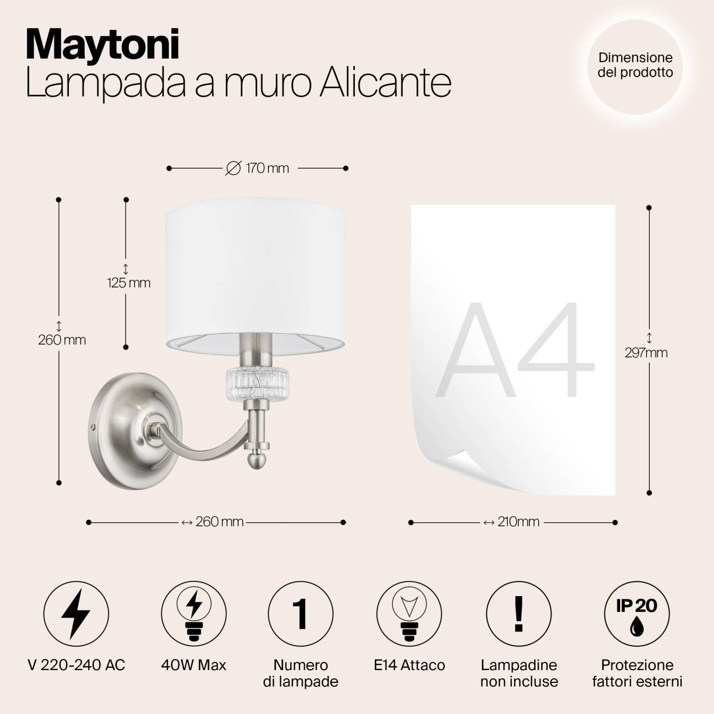 Настенное бра Maytoni Alicante MOD014WL-01N