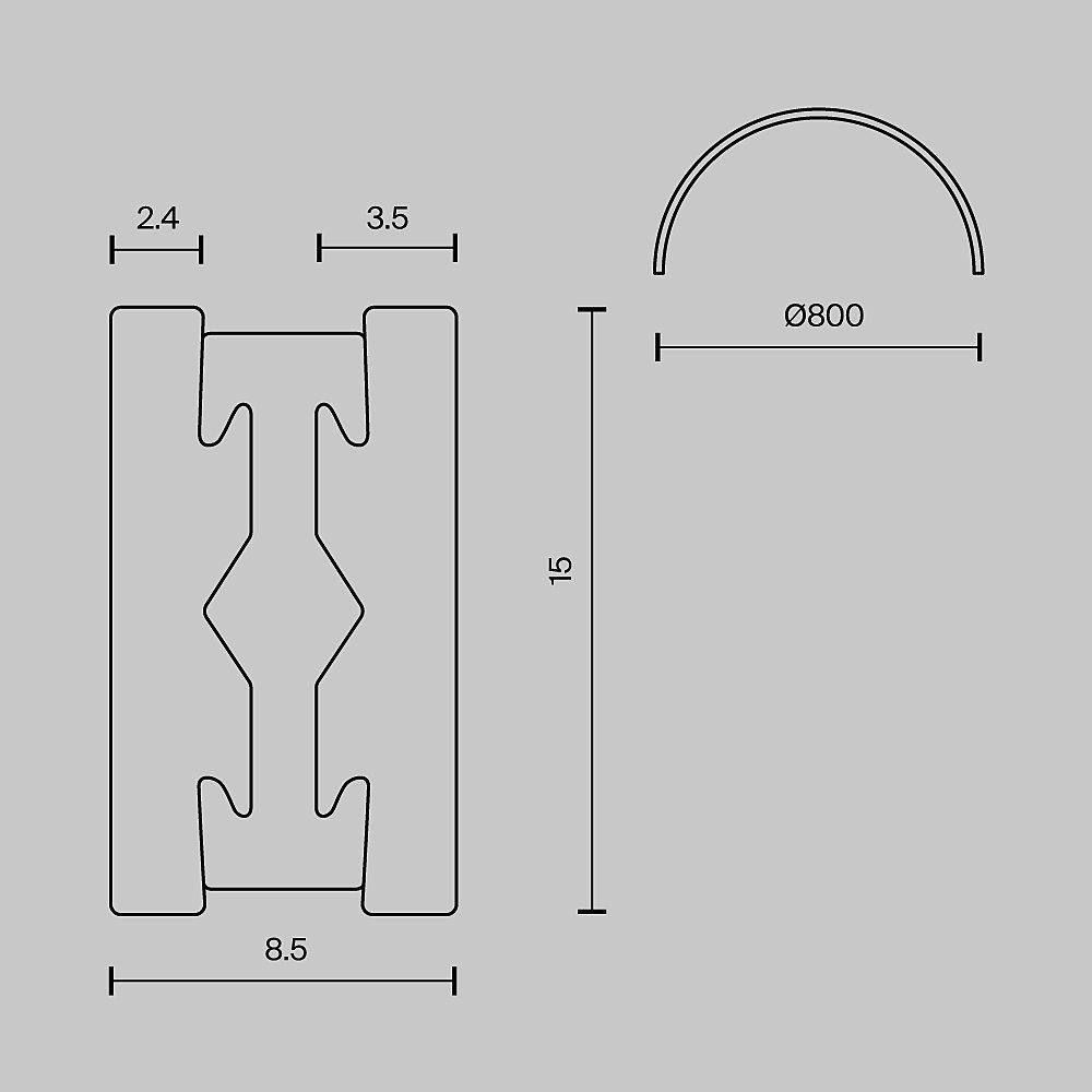 TRX154-SR-D800-PT Шинопровод полукруг 800 мм Maytoni Busbar trunkings Flarity TRX154-SR-D800-PT