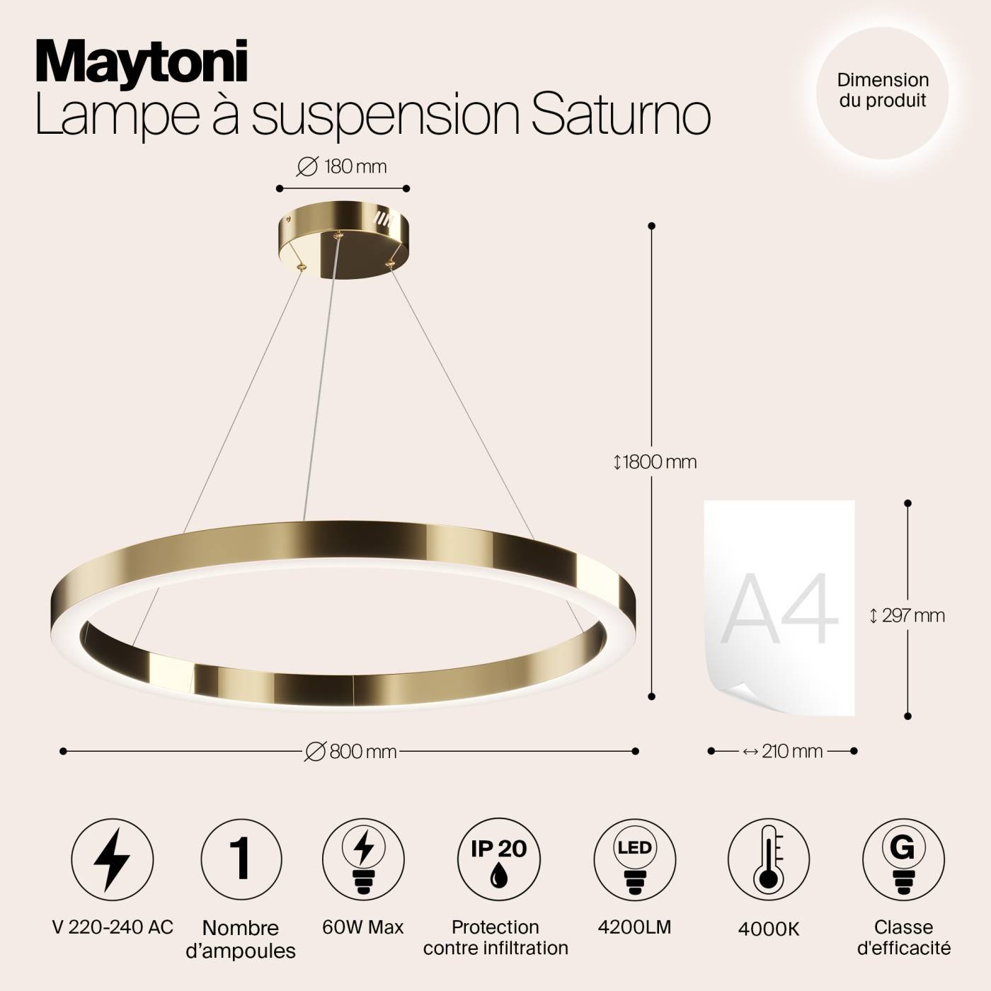 MOD415PL-L60BS4K Подвесная люстра Maytoni Saturno MOD415PL-L60BS4K