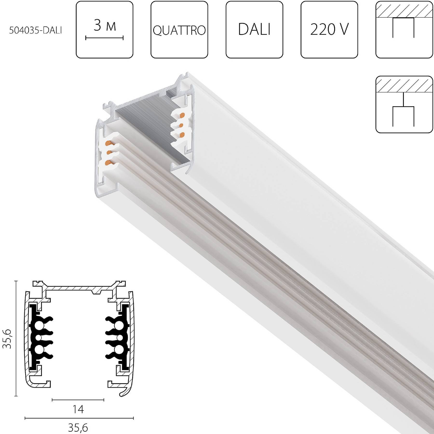 504035-DALI Шинопровод Lightstar Quattro-Dali 504035-DALI