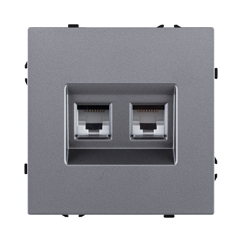EC-018GY Розетка двойная Ethernet RJ45 Cat.6, серый Kollinger Eclipse EC-018GY
