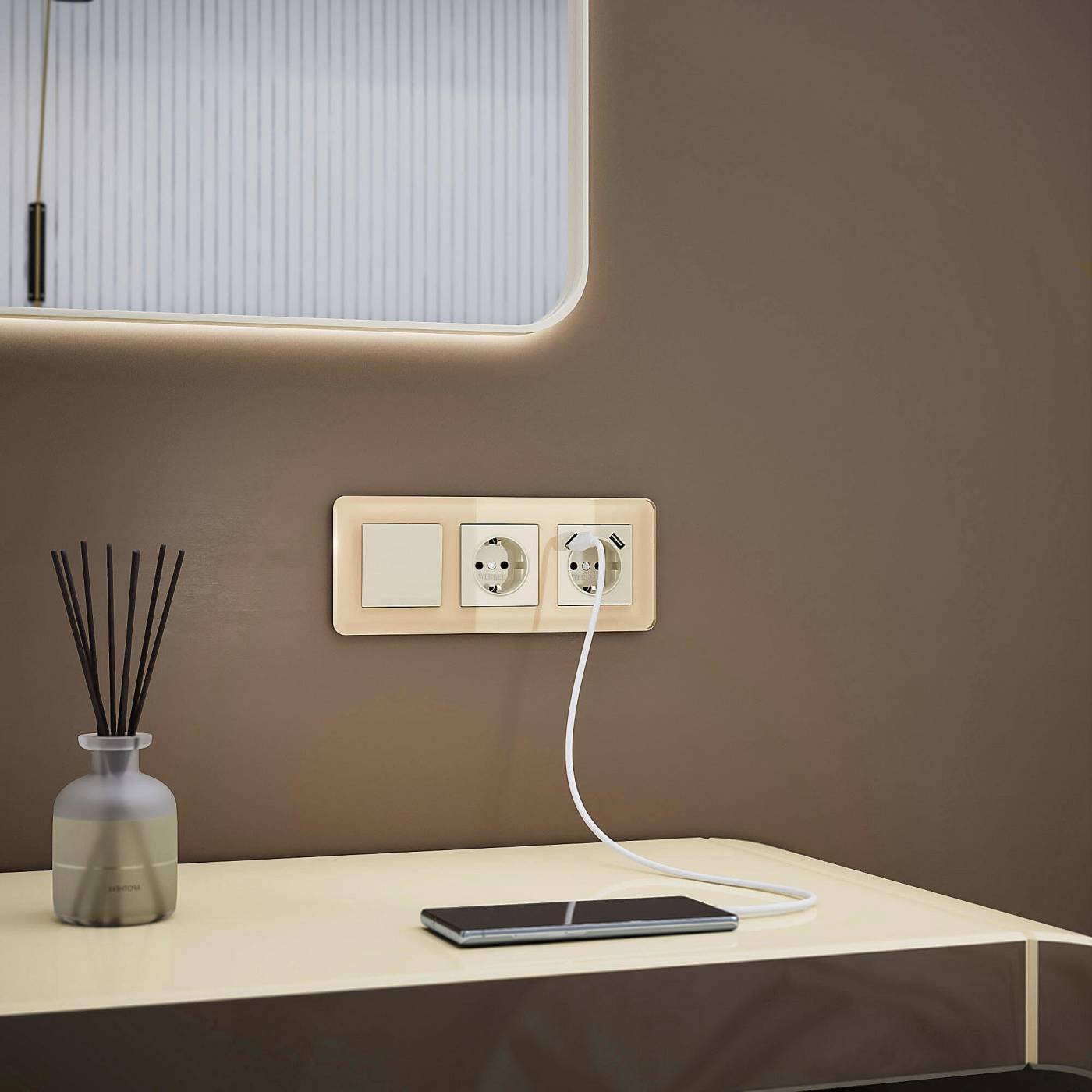 W0032443/ Рамка на 3 поста Elite (айвори, стекло) Рамка Werkel Elite айвори W0032443/ Рамка на 3 поста Elite (айвори, стекло)