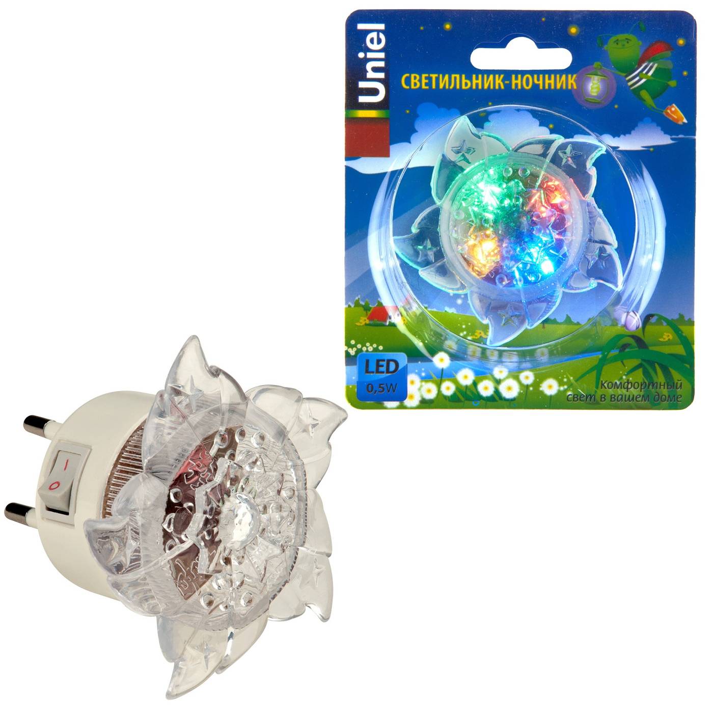 Детский ночник Uniel DTL-308-Цветок/RGB/4LED/0,5W