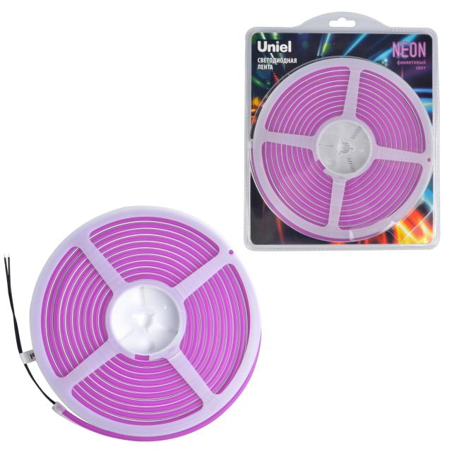LED лента Uniel ULS-N01-2835-120LED/m-6mm-IP67-DC12V-9W/m-5M-PURPLE блистер