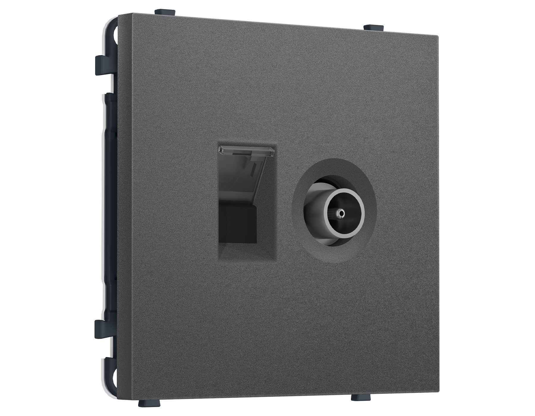 MS662510 MS662510 Комплект механизма розетки компьютерной + TV оконечной SIGMA Антрацит серый RJ-45 (8P8C) CAT6/50-870MHz 1dB с/ш QUANT PRO (SP6625, PR195)