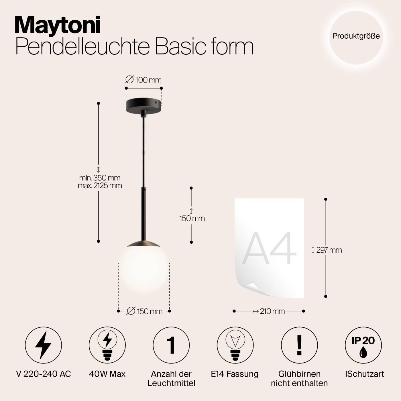 MOD321PL-01B Светильник подвесной Maytoni Basic form MOD321PL-01B