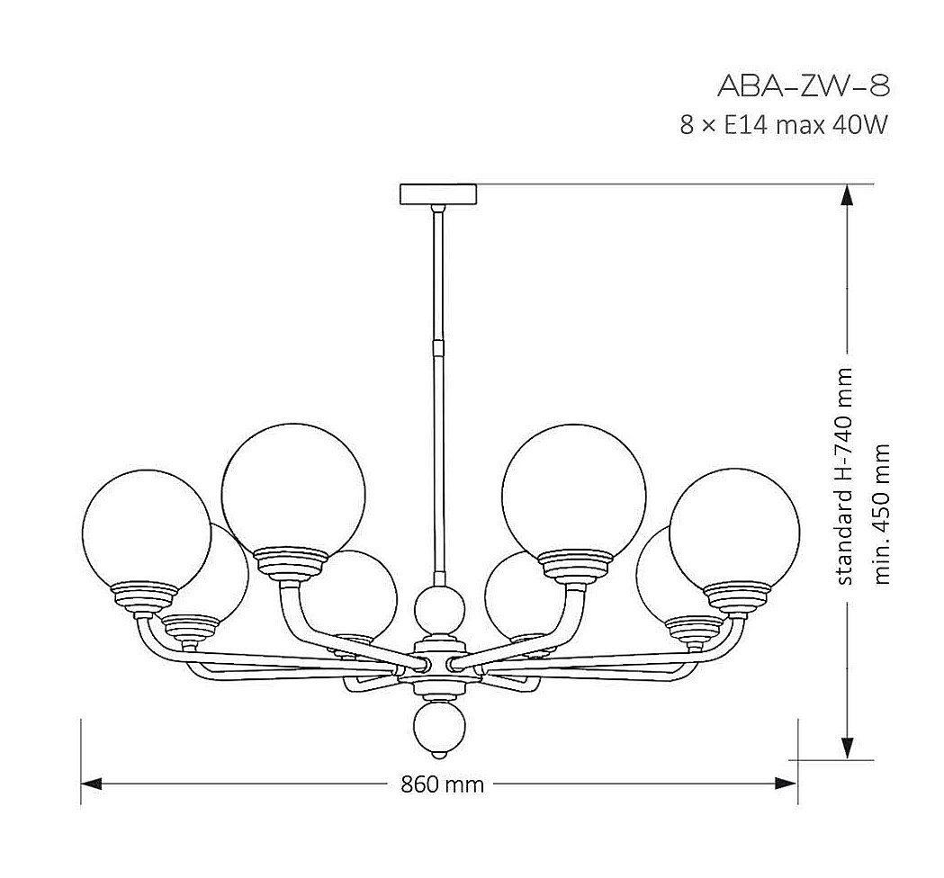 Люстра на штанге Kutek Abano ABA-ZW-8(P)