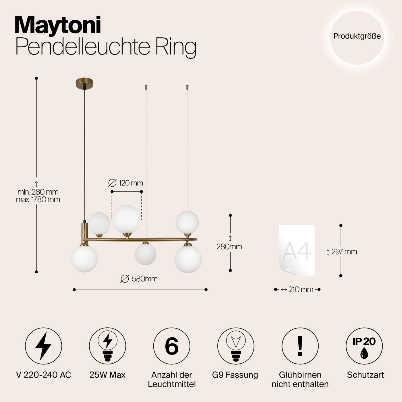 MOD013PL-06BS1 Подвесная люстра Maytoni Ring MOD013PL-06BS1