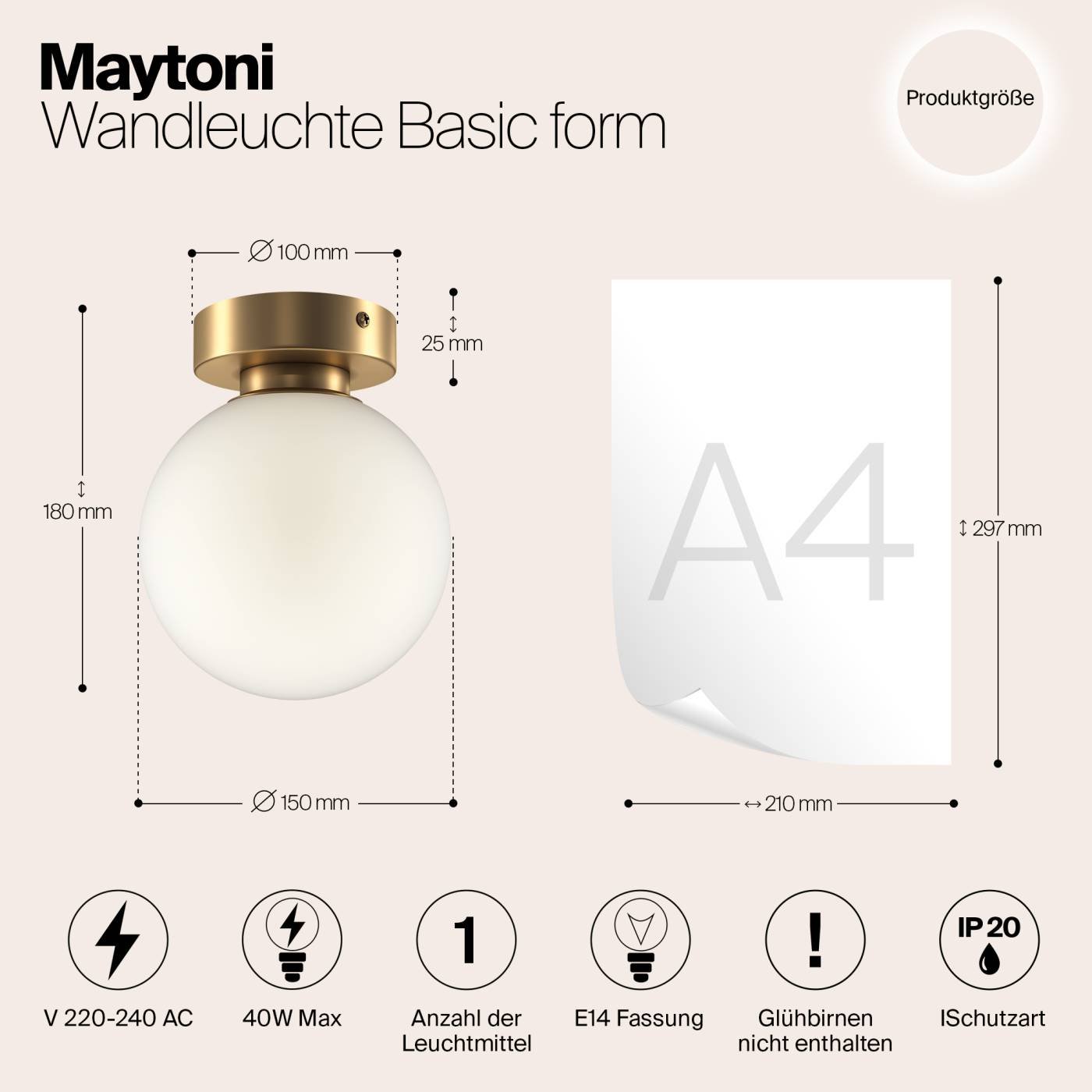 MOD321WL-01G1 Настенный светильник Maytoni Basic form MOD321WL-01G1