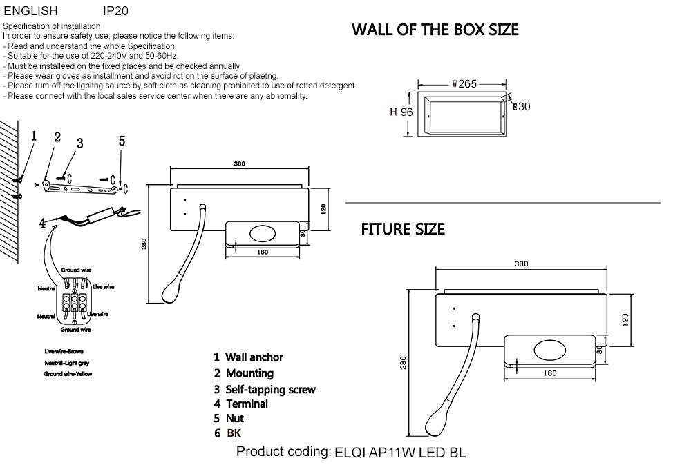 Настенный светильник Crystal Lux Elqi ELQI AP11W LED BL