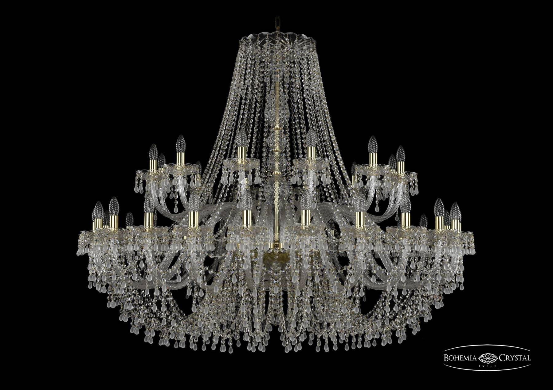 1410/24+12/530 G V0300 Подвесная хрустальная люстра 1410 Bohemia 1410/24+12/530 G V0300