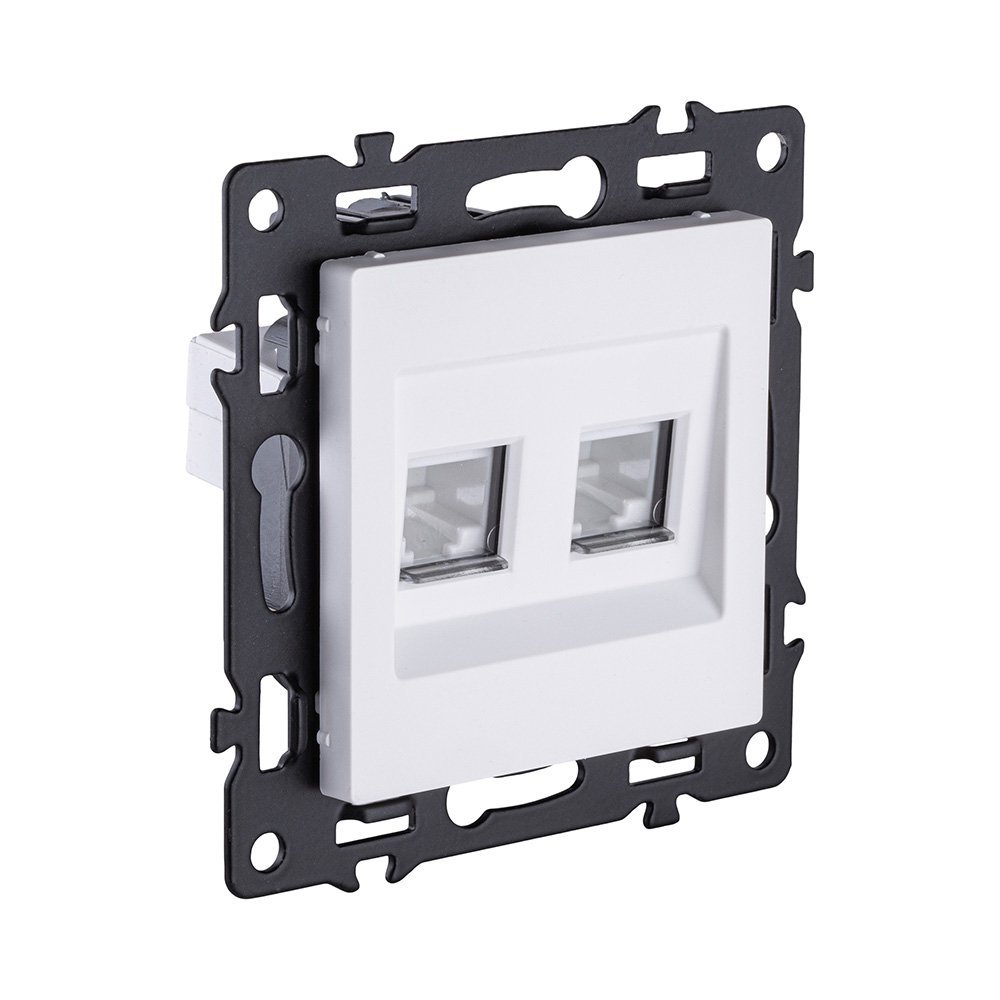 Розетка двойная Ethernet RJ45 Cat.6, белый Kollinger Asthetik AS-018WH