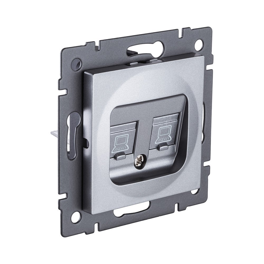 Розетка двойная Ethernet RJ45 Cat.5, серый Kollinger REA-015GY для Aspekt, Eleganz, Reflex
