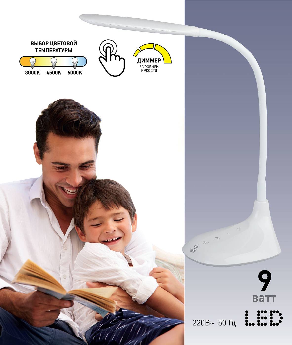 Офисная настольная лампа ЭРА NLED-452-9W-BK