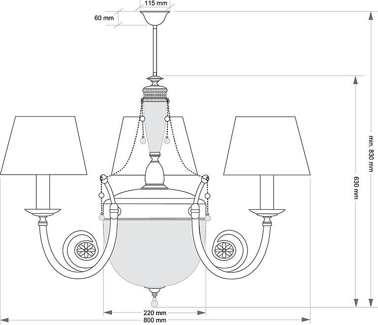Потолочная люстра Kutek Bibione BIB-ZW-3(P/A)CR