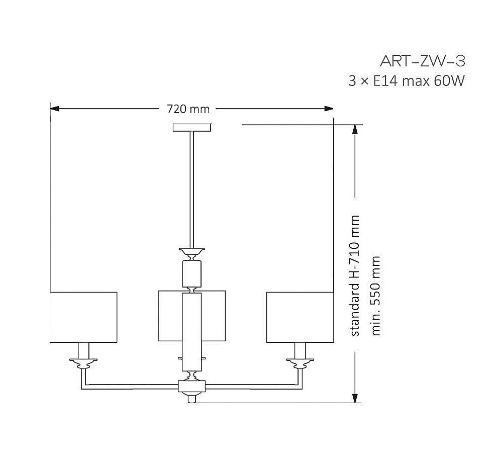 Люстра на штанге Kutek Artu ART-ZW-3(N)