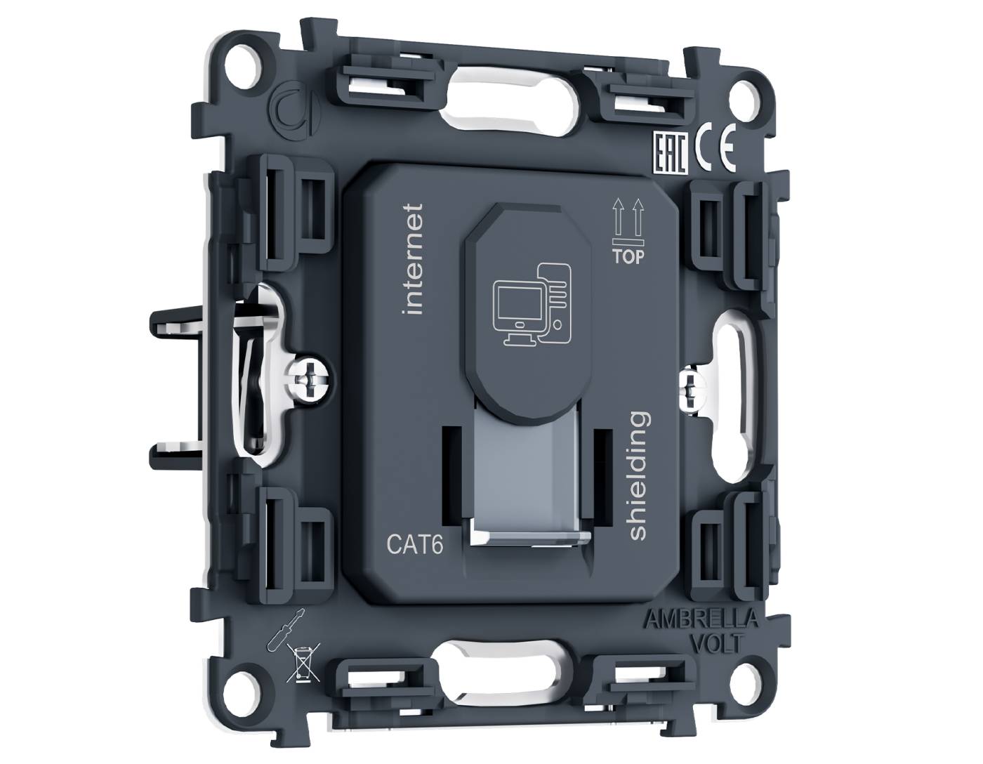 PR185 PR185 Механизм компьютерной розетки RJ-45 (8P8C) CAT6A экранированной с автоматической защитной шторкой QUANT PRO