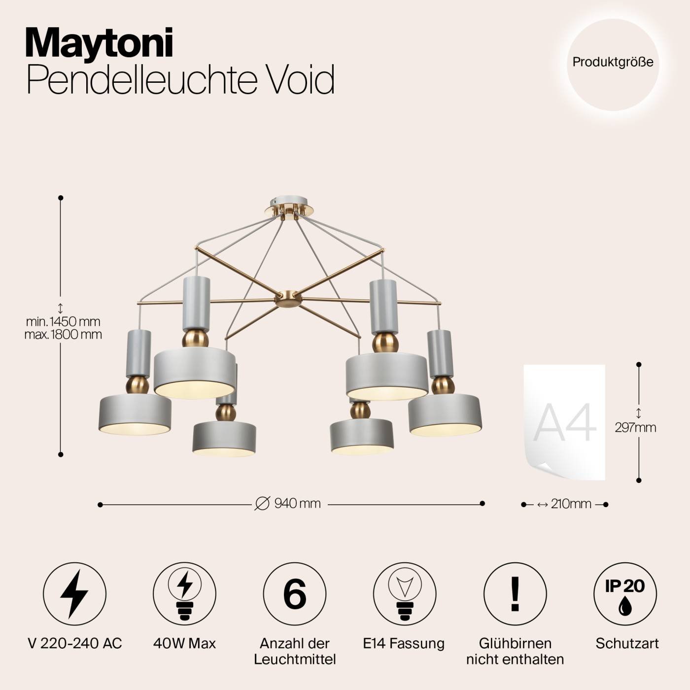 MOD030PL-06GR Подвесная люстра Maytoni Void MOD030PL-06GR