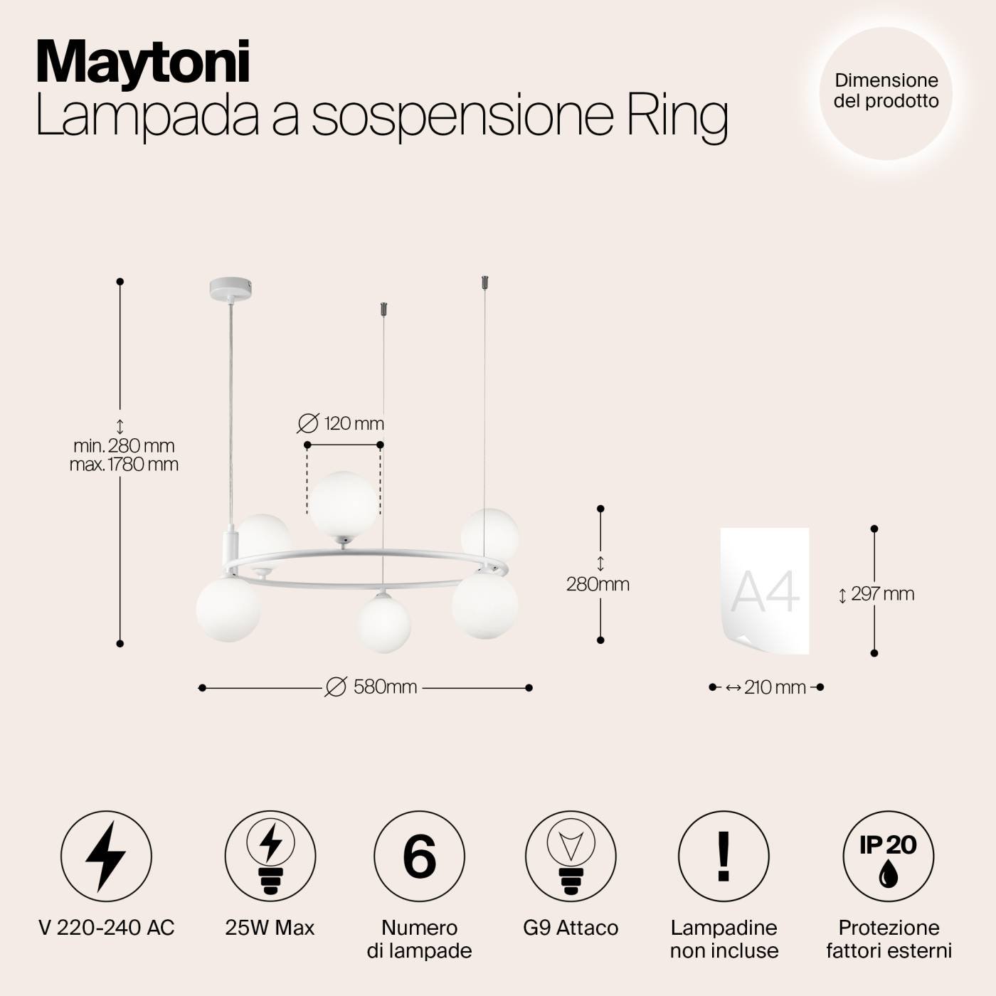 Подвесная люстра Maytoni Ring MOD013PL-06W