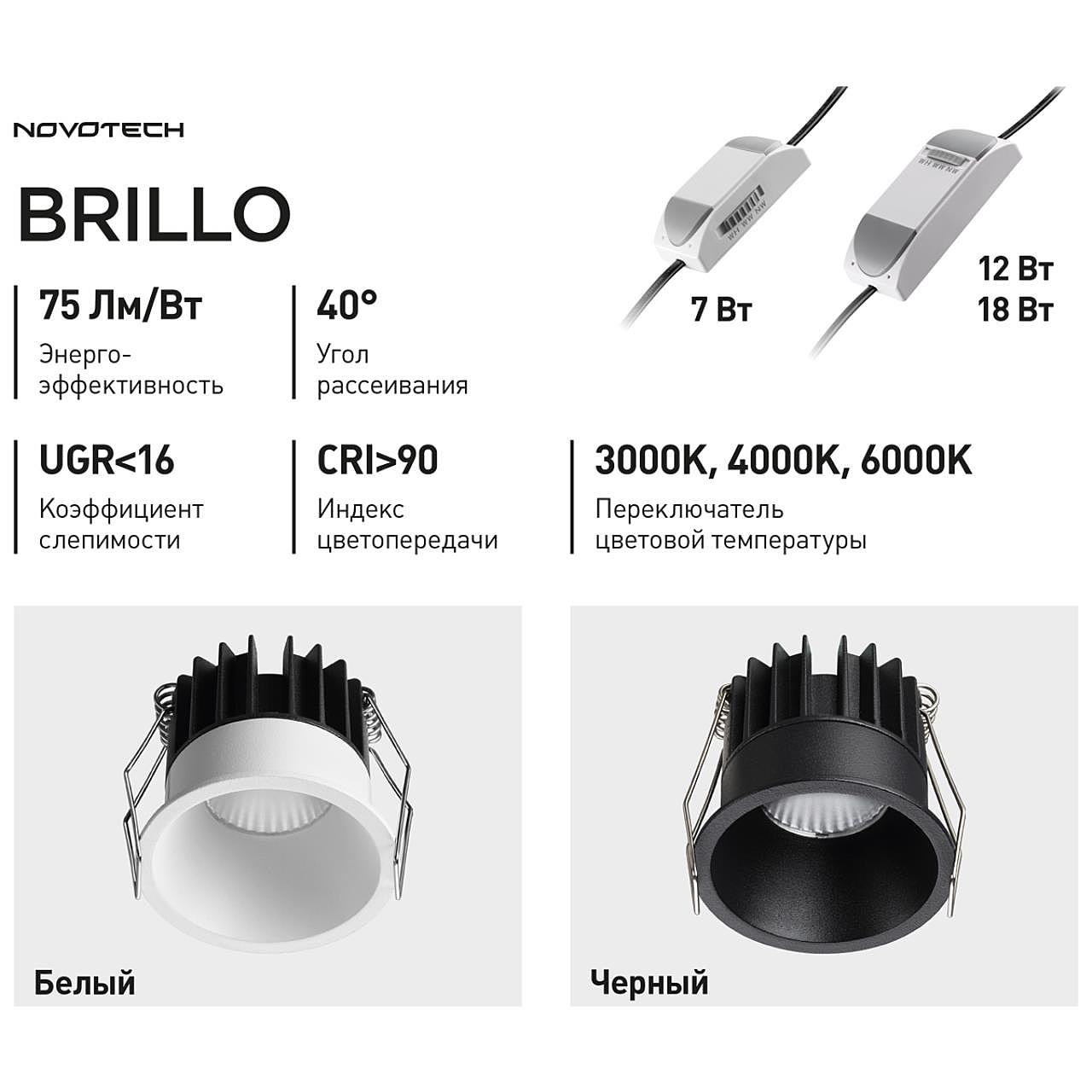 359861 Встраиваемый светильник Novotech Brillo 359861