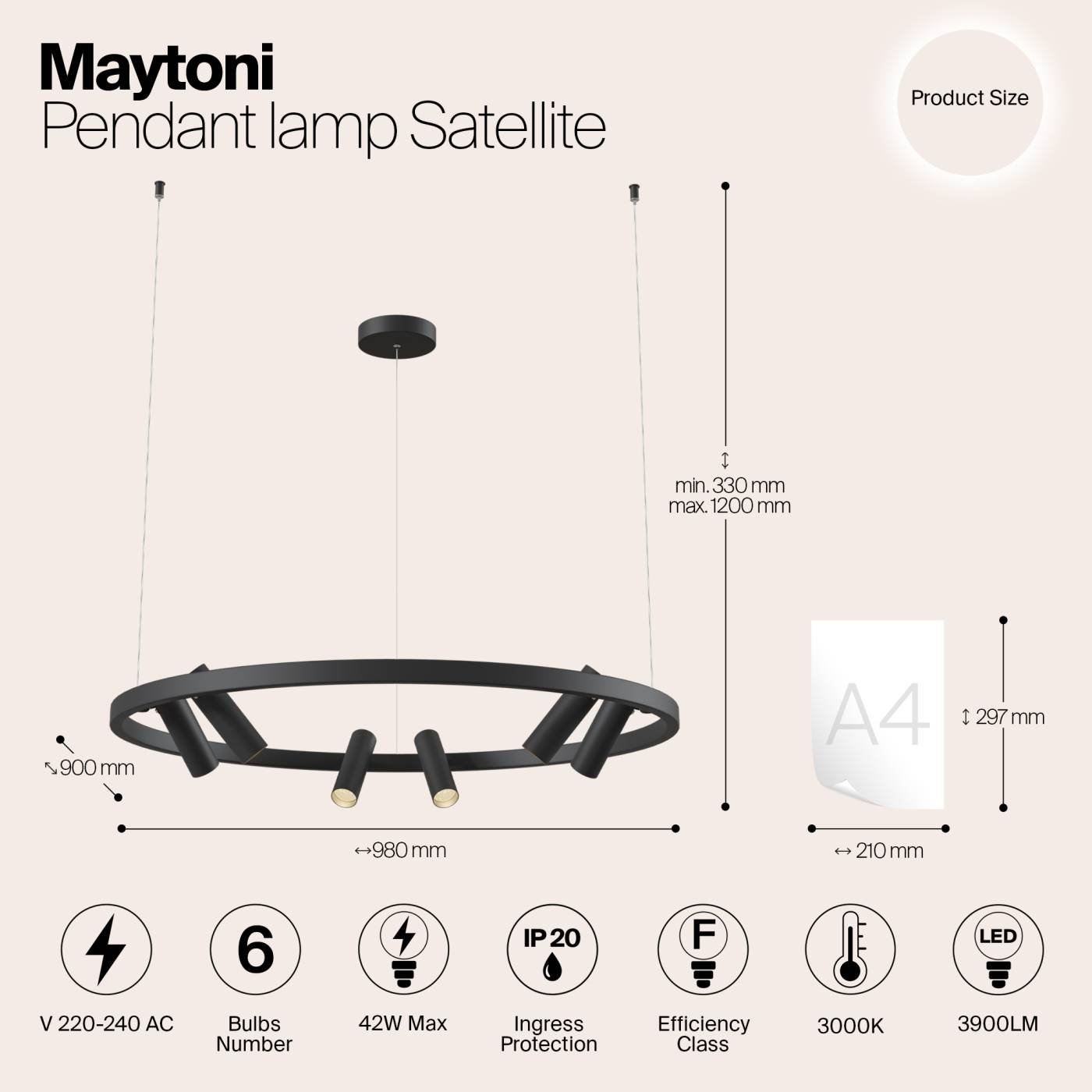 MOD102PL-L42B Светильник подвесной Maytoni Satellite MOD102PL-L42B