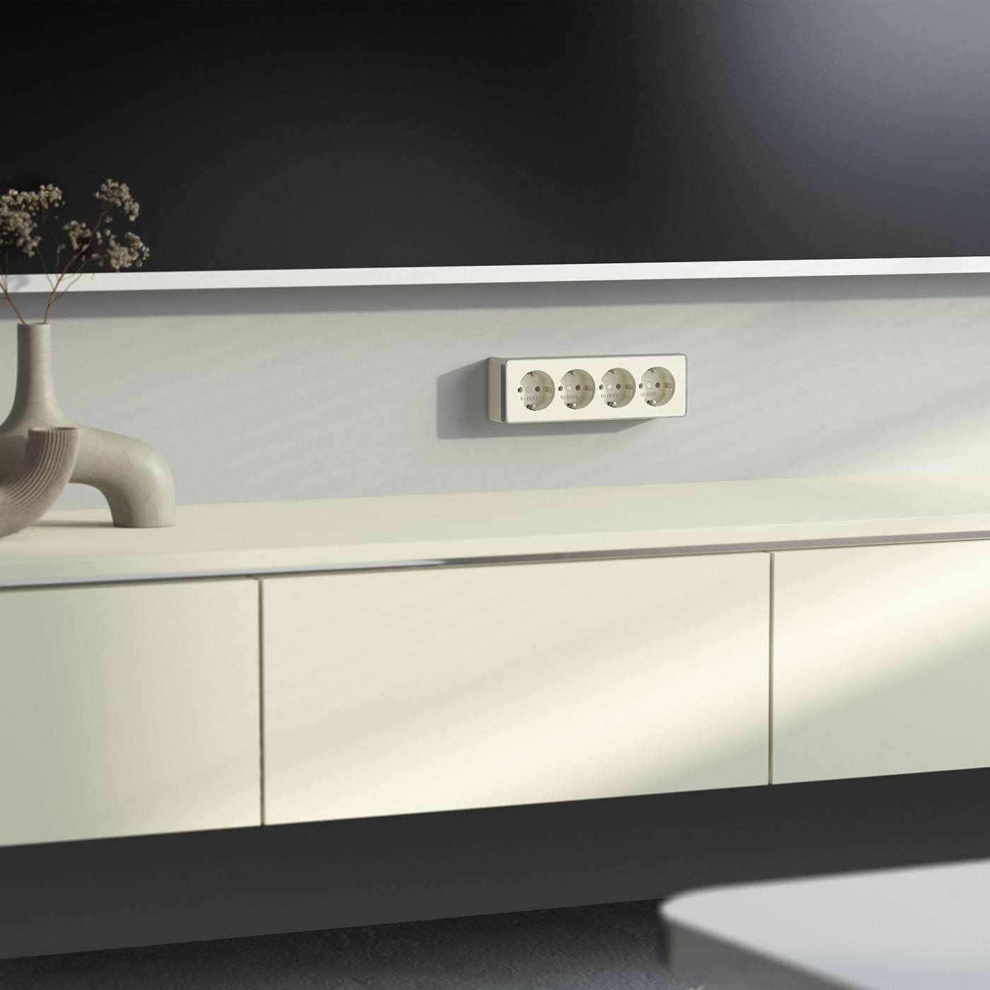 Розетка Werkel Накладные механизмы Gallant слоновая кость W5072204/ Розетка четверная с заземлением и шторками Gallant (слоновая кость)