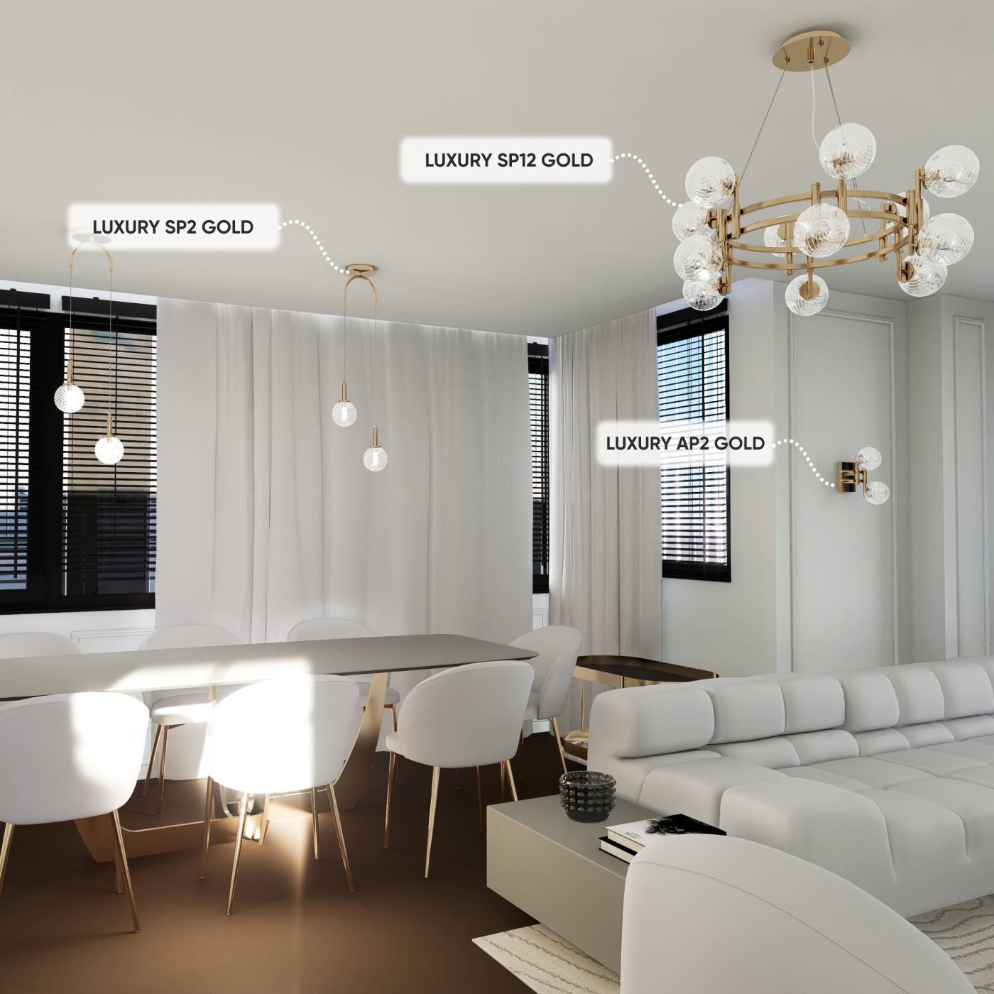 Подвесная люстра Crystal Lux Luxury LUXURY SP12 GOLD