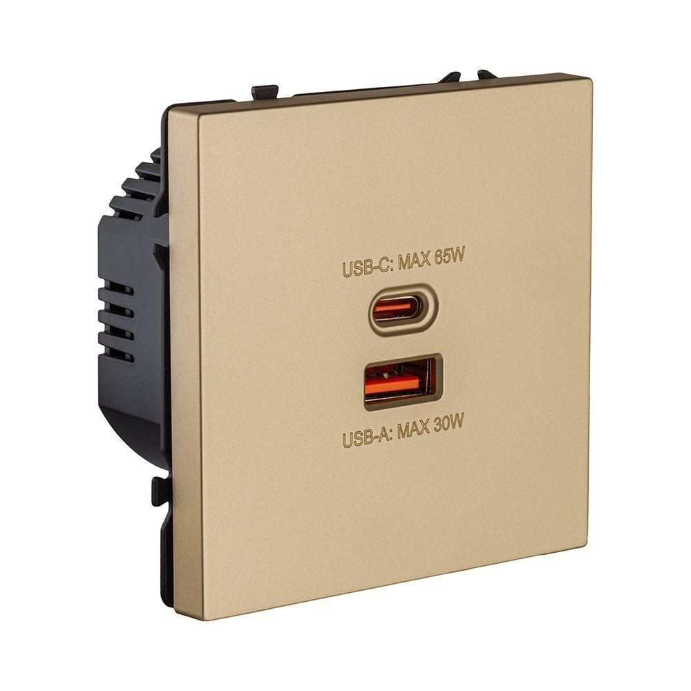 EC-024GD Розетка USB A+C 65W, золотой Kollinger Eclipse EC-024GD