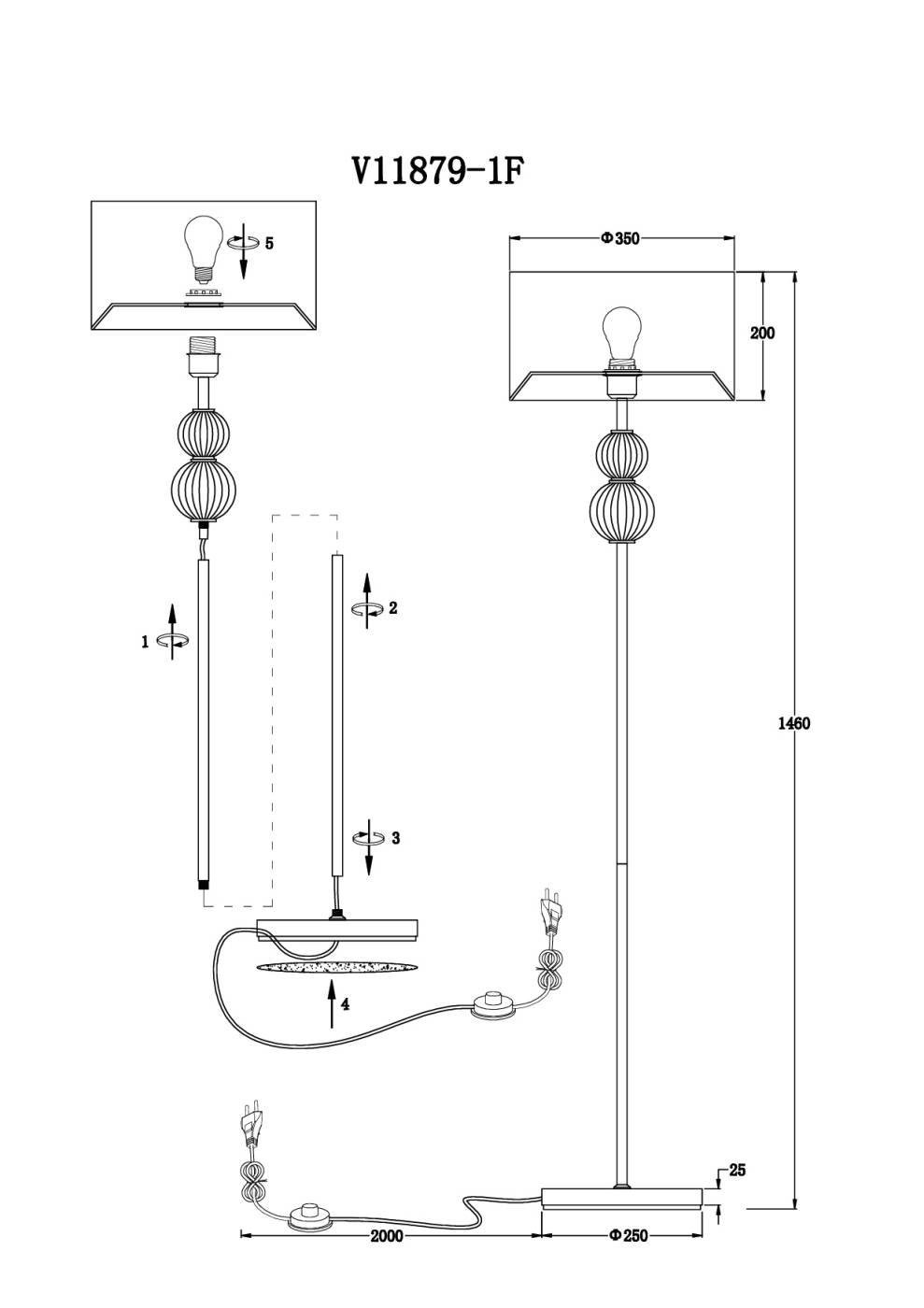 V11879-1F Торшер Moderli Brumi V11879-1F