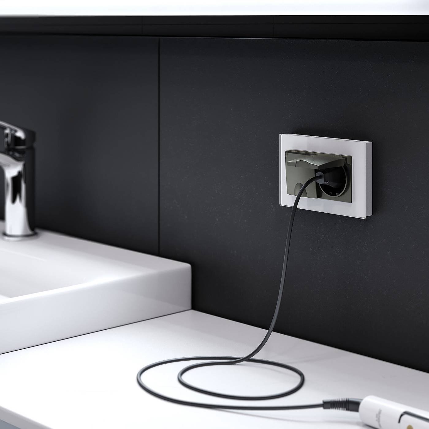 W1172208/ Розетка двойная влагозащ. с зазем. с защит. крышками и шторками (черный матовый) Розетка Werkel W1172208/ Розетка двойная влагозащ. с зазем. с защит. крышками и шторками (черный матовый)