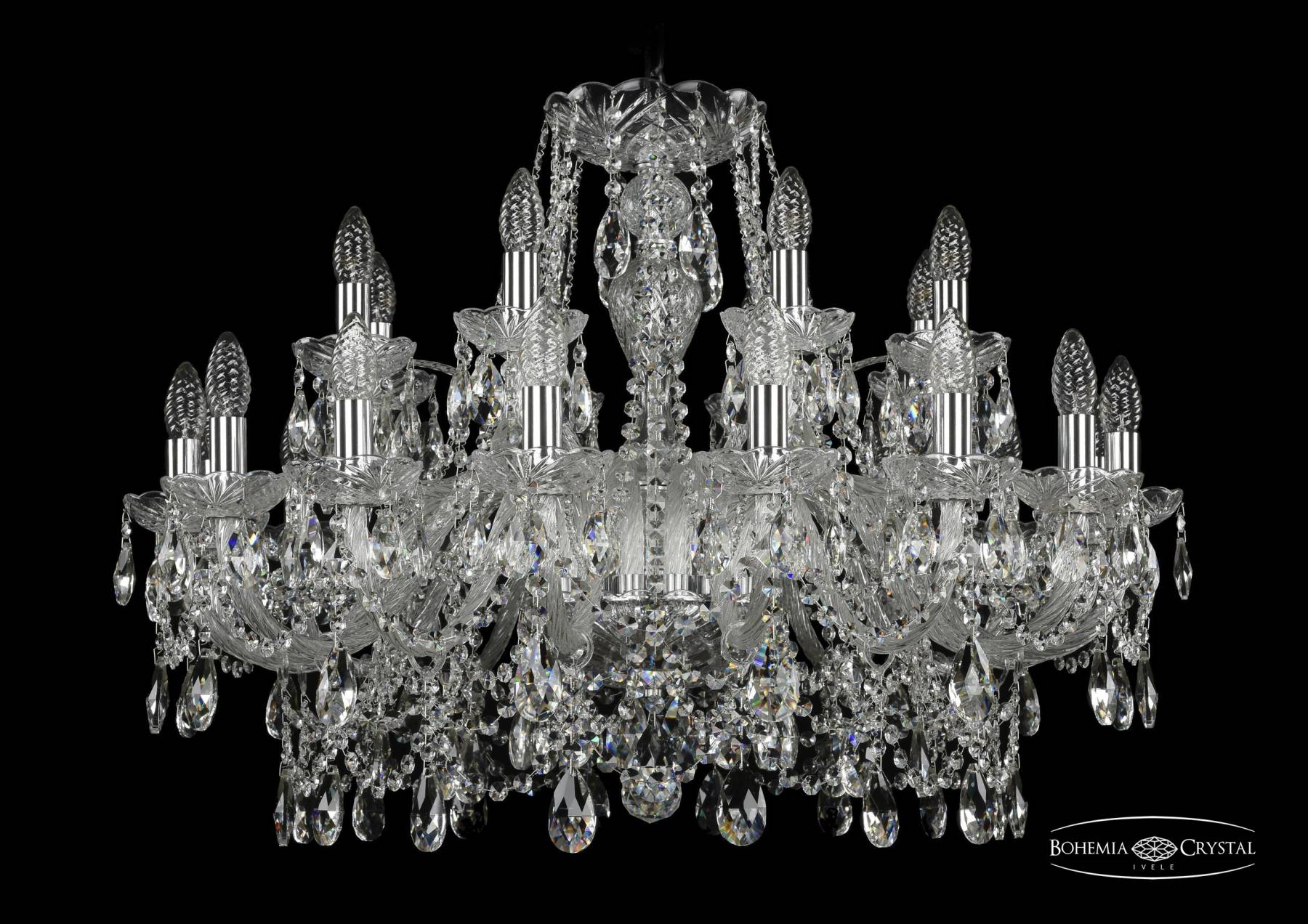 1411/16+8/300 Ni Подвесная хрустальная люстра 1411 Bohemia 1411/16+8/300 Ni