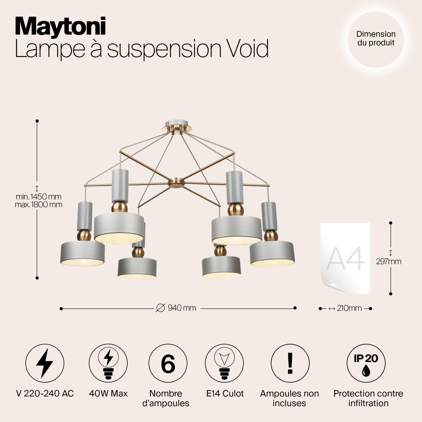 MOD030PL-06GR Подвесная люстра Maytoni Void MOD030PL-06GR