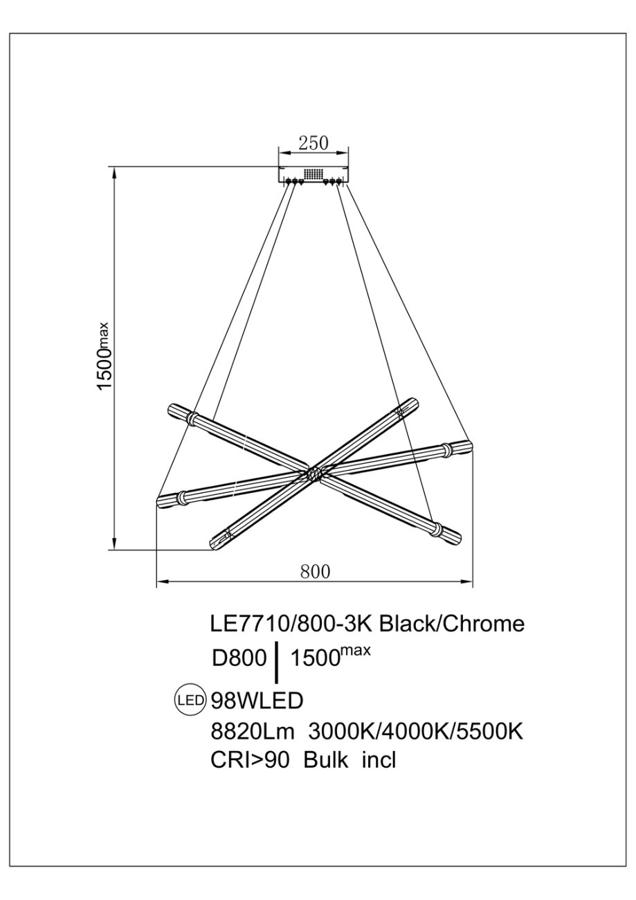Подвесная люстра LEON Ani LE7710/800-3K Black/Chrome