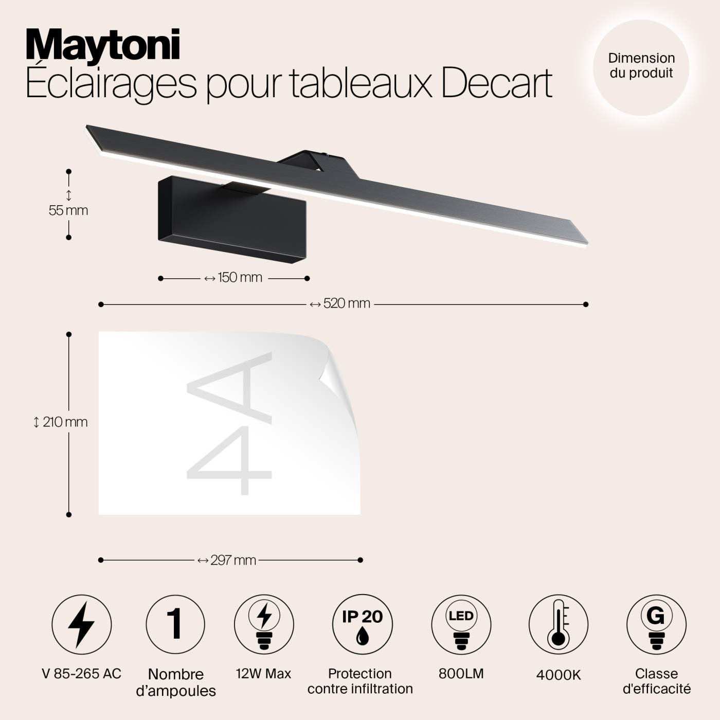 MIR010WL-L12B4K Подсветка зеркал и полок Maytoni Decart MIR010WL-L12B4K