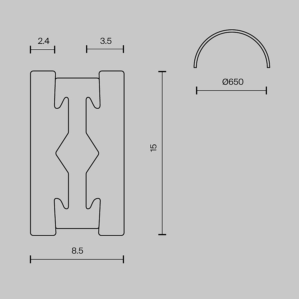 Шинопровод полукруг 650 мм Maytoni Busbar trunkings Flarity TRX154-SR-D650-PT