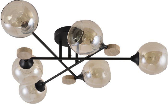 Потолочная люстра 01491-0.3-06 BK+WOOD