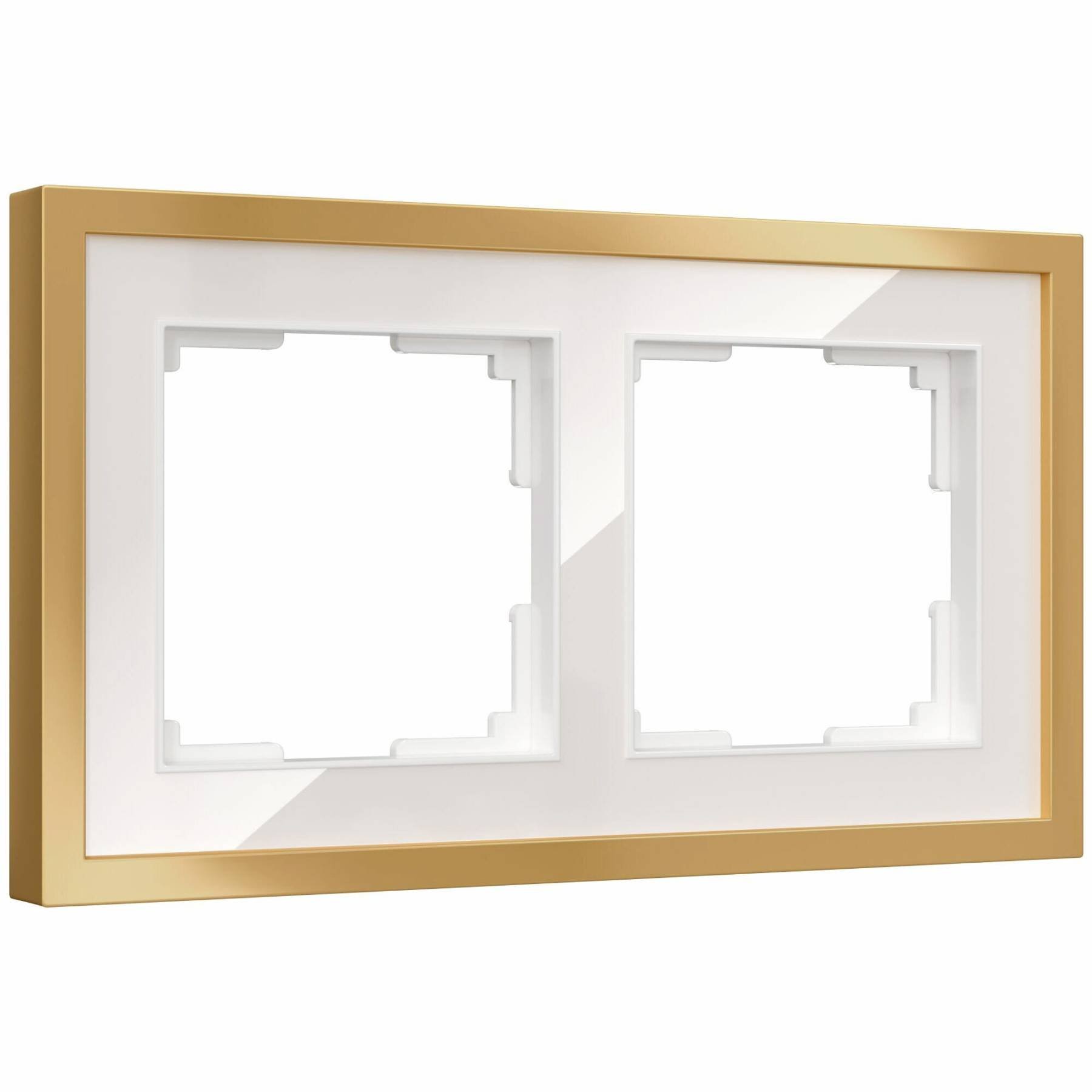 W0022853/ Рамка на 2 поста Baguette (белый/золотистая латунь) Рамка Baguette Werkel W0022853/ Рамка на 2 поста Baguette (белый/золотистая латунь)