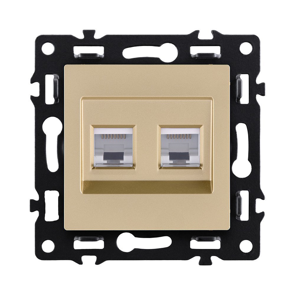 AS-018GD Розетка двойная Ethernet RJ45 Cat.6, золотой Kollinger Asthetik AS-018GD
