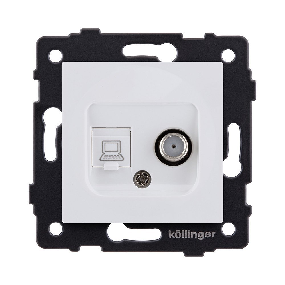 REA-022WM Розетка двойная спутниковая SAT + RJ45 Cat.6, белый матовый Kollinger REA-022WM для Aspekt, Eleganz, Reflex
