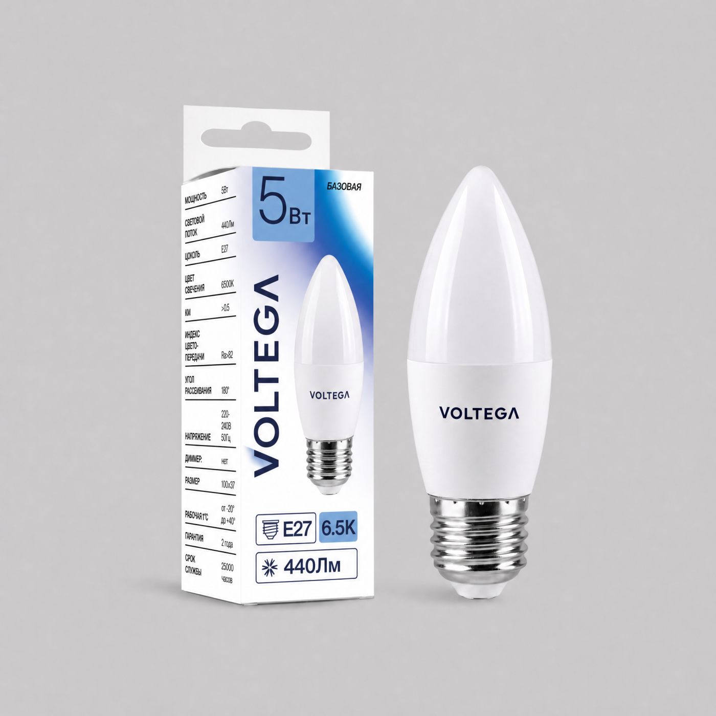 3267 Светодиодная лампочка Candle 5W Voltega 3267